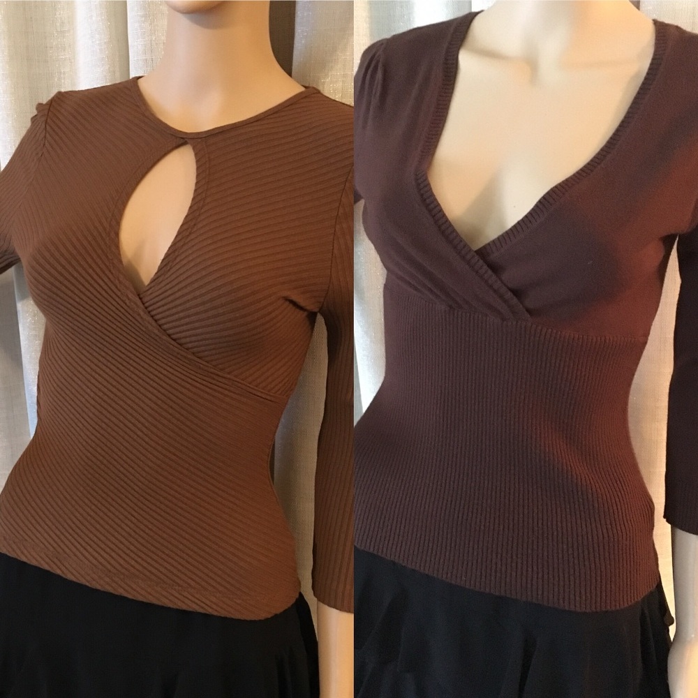 Klik & Liv 2 Sexy Formfitting Stretch Knit Tops